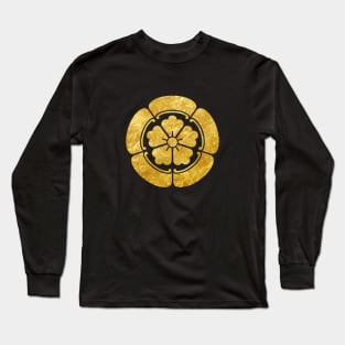 Oda Mon Japanese samurai clan faux gold on black Long Sleeve T-Shirt